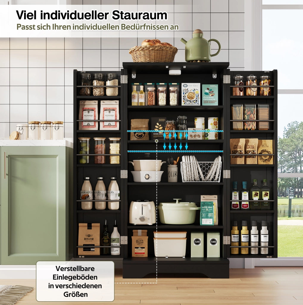 Mobile dispensa alto in MDF nero con luce LED a sensore