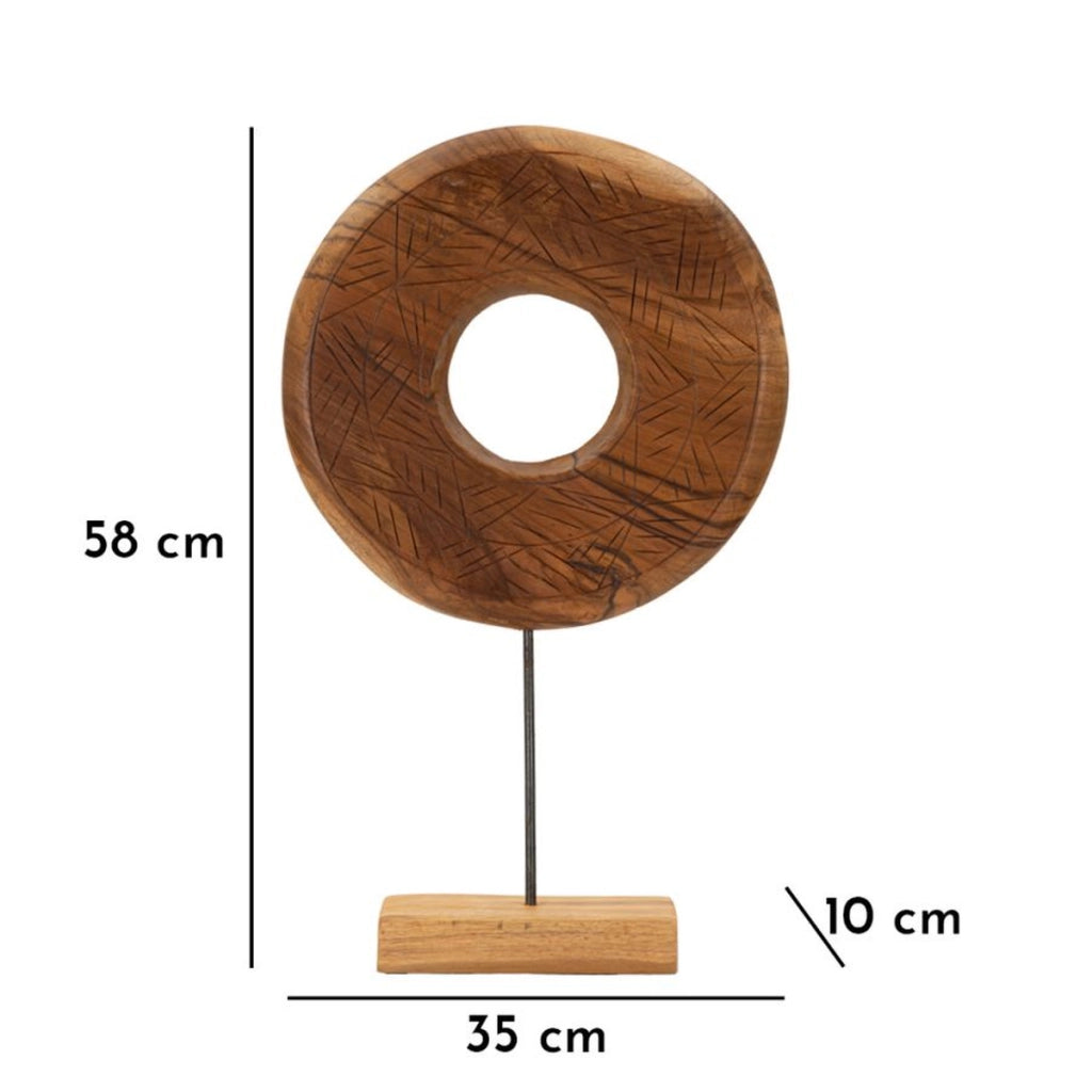 Scultura Cerchi 36, Marrone, Legno, 35x10x58 cm
