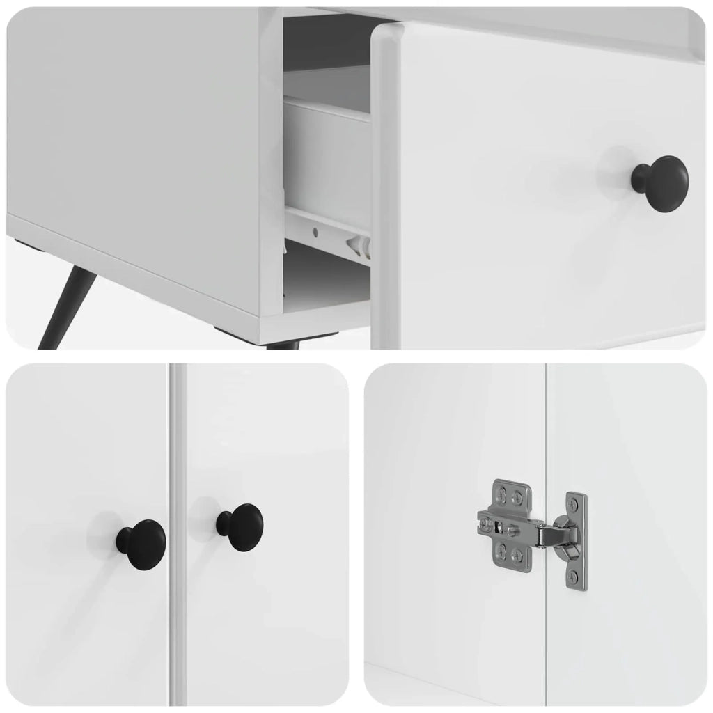 Credenza Bianco Lucido 66 x 34,5 x 95 cm Legno ingegnerizzato
