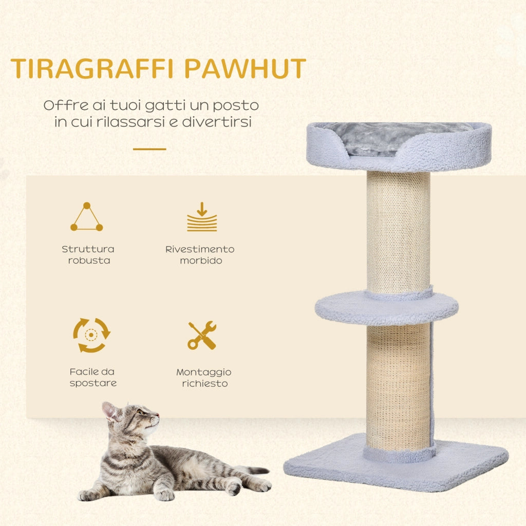 Tiragraffi per Gatti con Lettino ¨C Minimal ¨C 45x45x91cm Azzurro