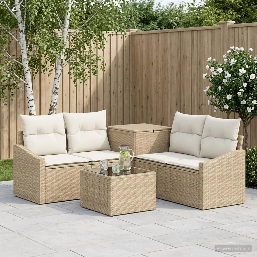 Set di divani 6 pz Beige e Bianco Crema 3447304