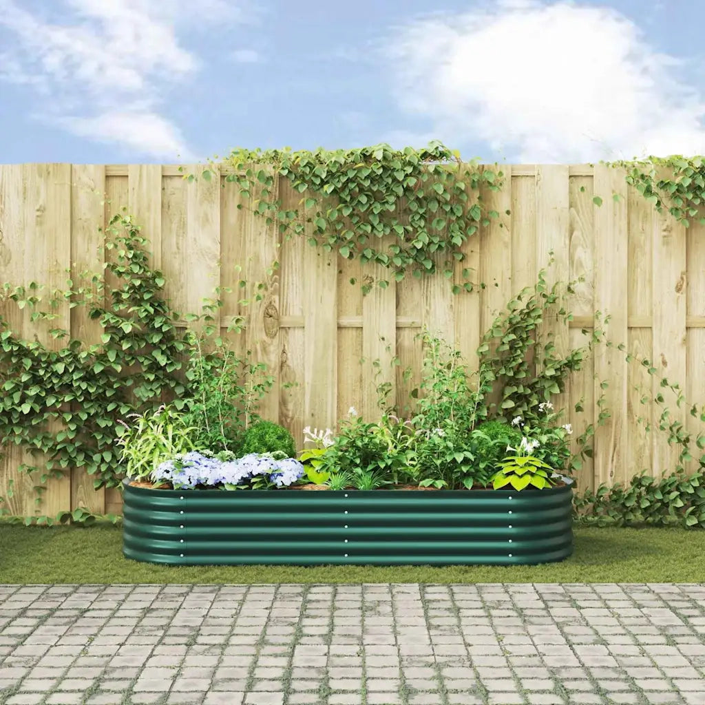 Fioriere | Cassetta per fiori | Letto Rialzato Verde 240 x 80 x 44 cm Acciaio