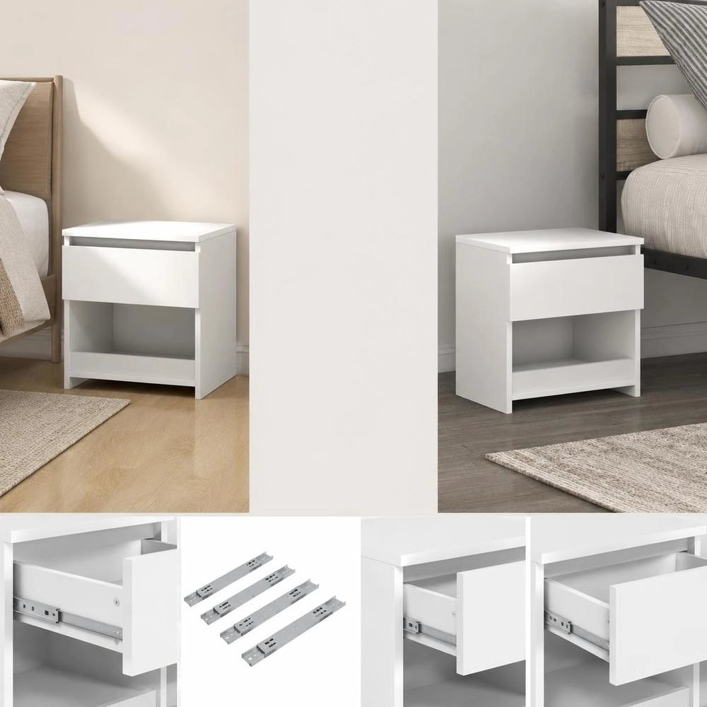 Bedside Tables 2 Pcs. White 40x30x39 Cm Wood Material