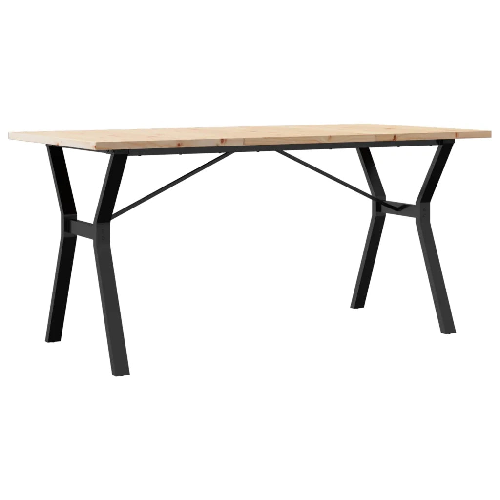 Tavolo da Pranzo Telaio a Y 140x80x75,5 cm Legno Pino e Acciaio