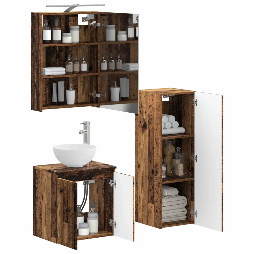 Set di mobili per il bagno 4 pcs Legno antico 3407413