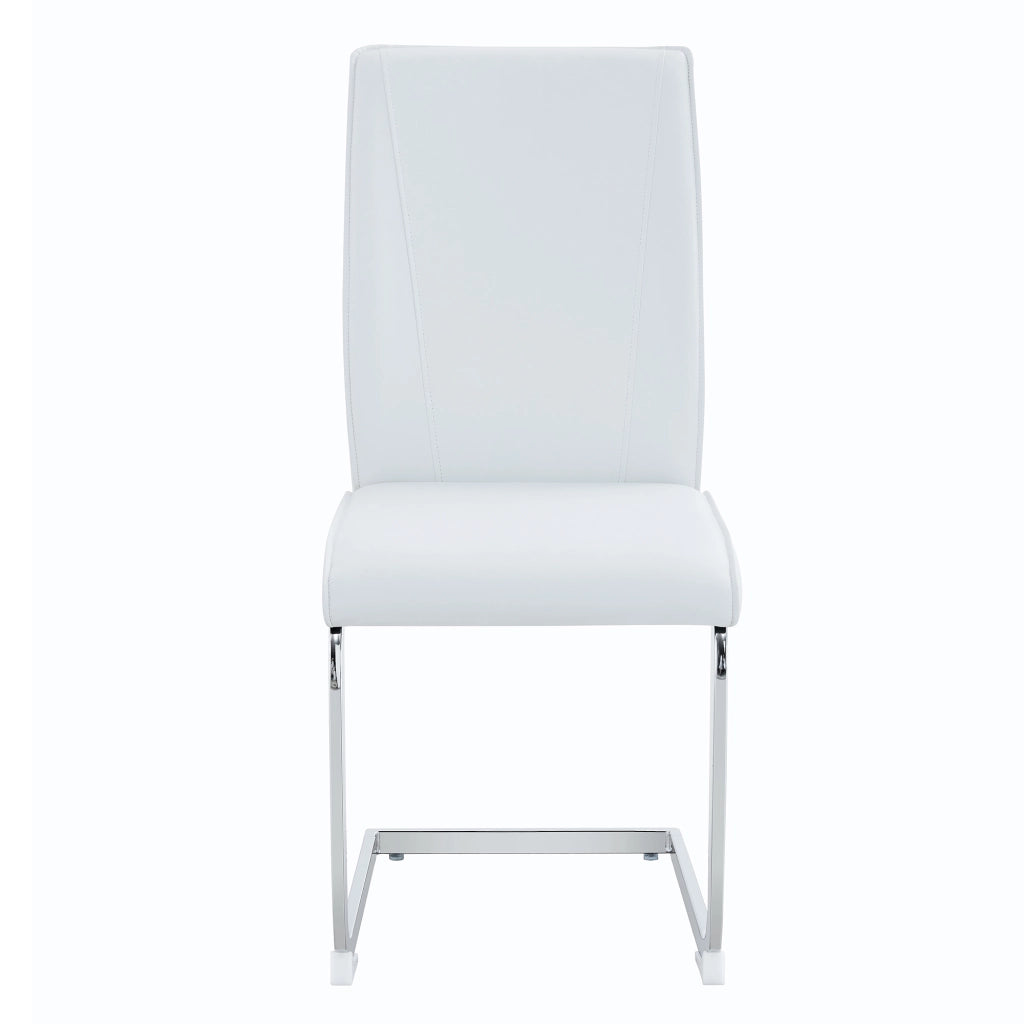 Sedia da pranzo con schienale ergonomico e seduta imbottita in similpelle bianca