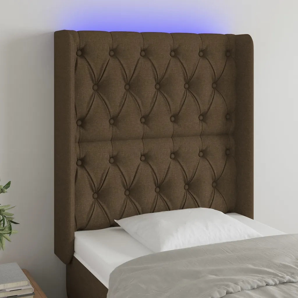Testiera | Testata a LED Marrone Scuro 83x16x118/128 cm in Tessuto