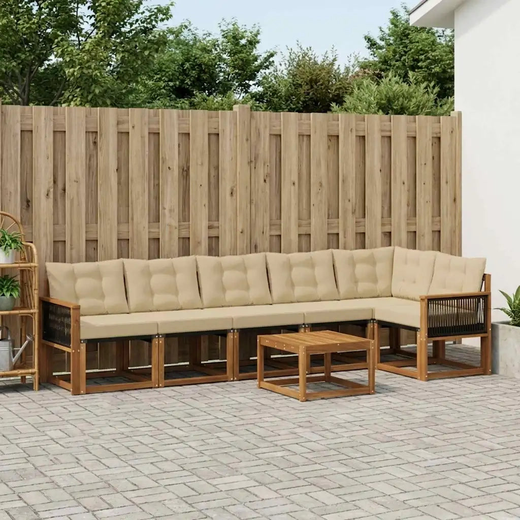 Set di divani da esterno con cuscino 7 pcs Naturale e Beige