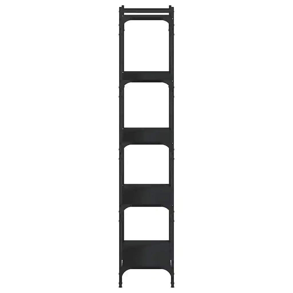 Libreria a 5 Ripiani-Scaffale per Libri-Mobile di Stoccaggio Nera 80x30x154 cm in Legno Multistrato