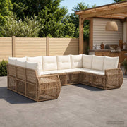 Set Divano da Giardino 9 pz Beige e Bianco Crema polyrattan 3435522