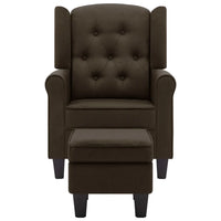 Poltrona con Poggiapiedi Marrone in Tessuto 320155