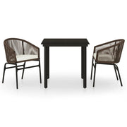 Set Mobili da Pranzo per Giardino 3 pz | Set Salotto da Giardino Marrone