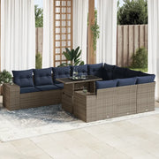 Set Divani Giardino 11 pz con Cuscini Polyrattan Acacia Grigio 3326872