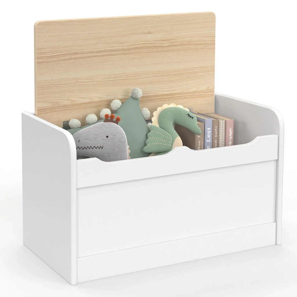 IDMarket - Panca portaoggetti per bambini LOGAN 60 cm in legno bianco e faggio