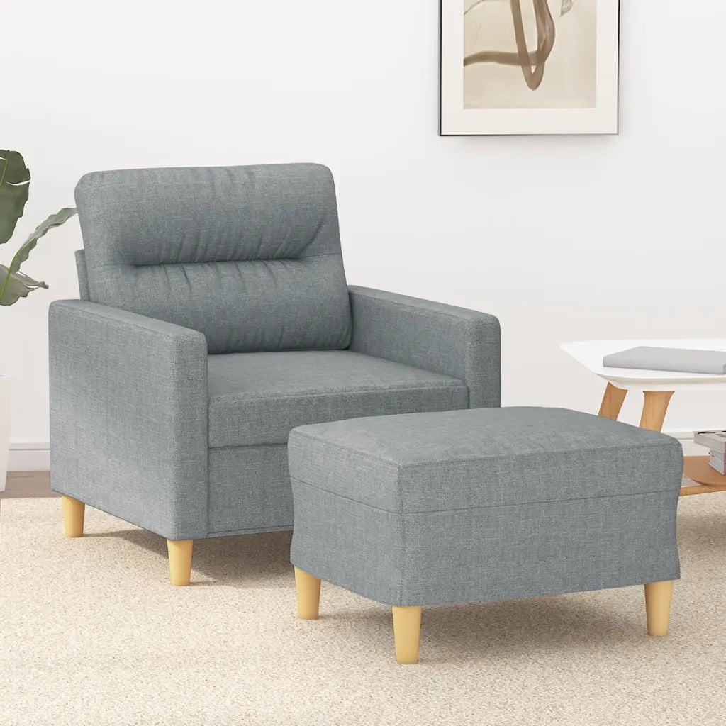 Poltrona | Sedia Relax con Poggiapiedi Grigio Chiaro 60 cm in Tessuto