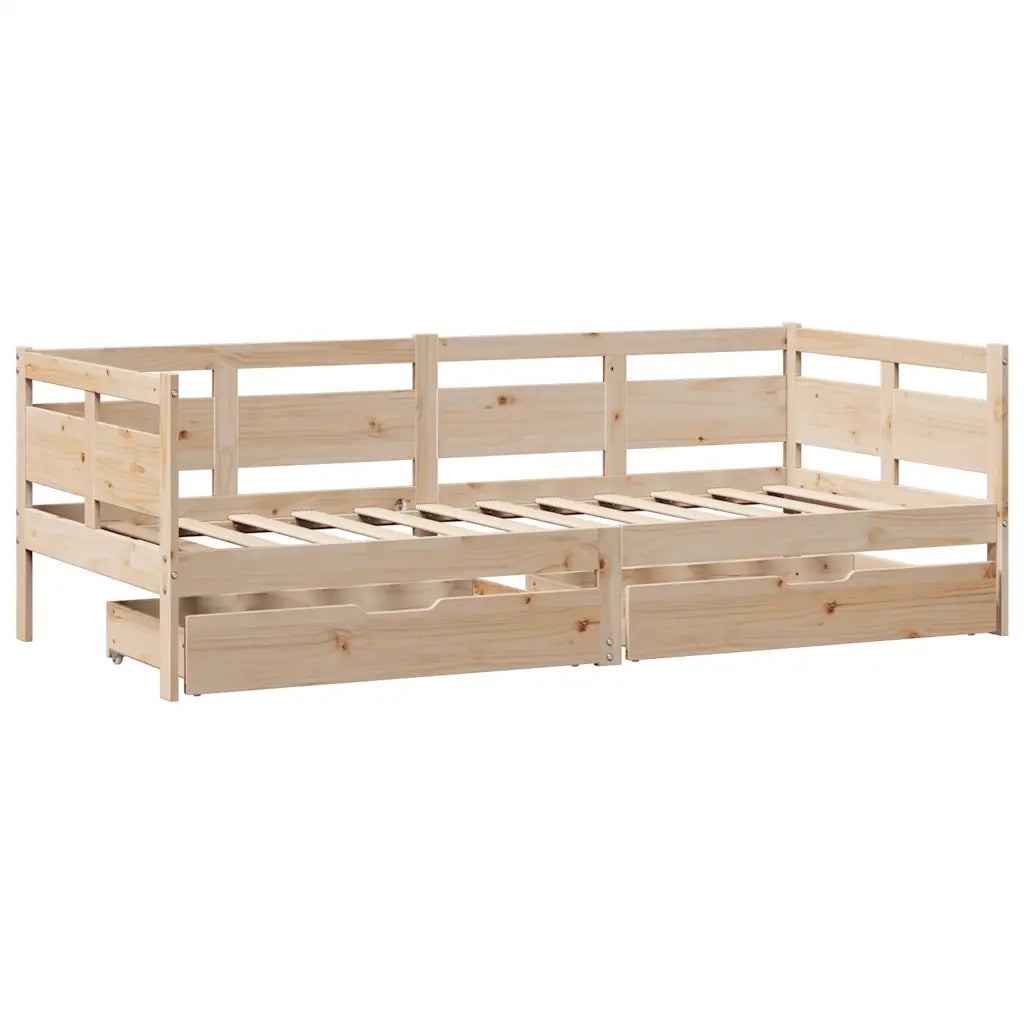 Letto singolo | Letto per adulti | Dormeuse con Cassetti 90x190 cm in Legno Massello Pino