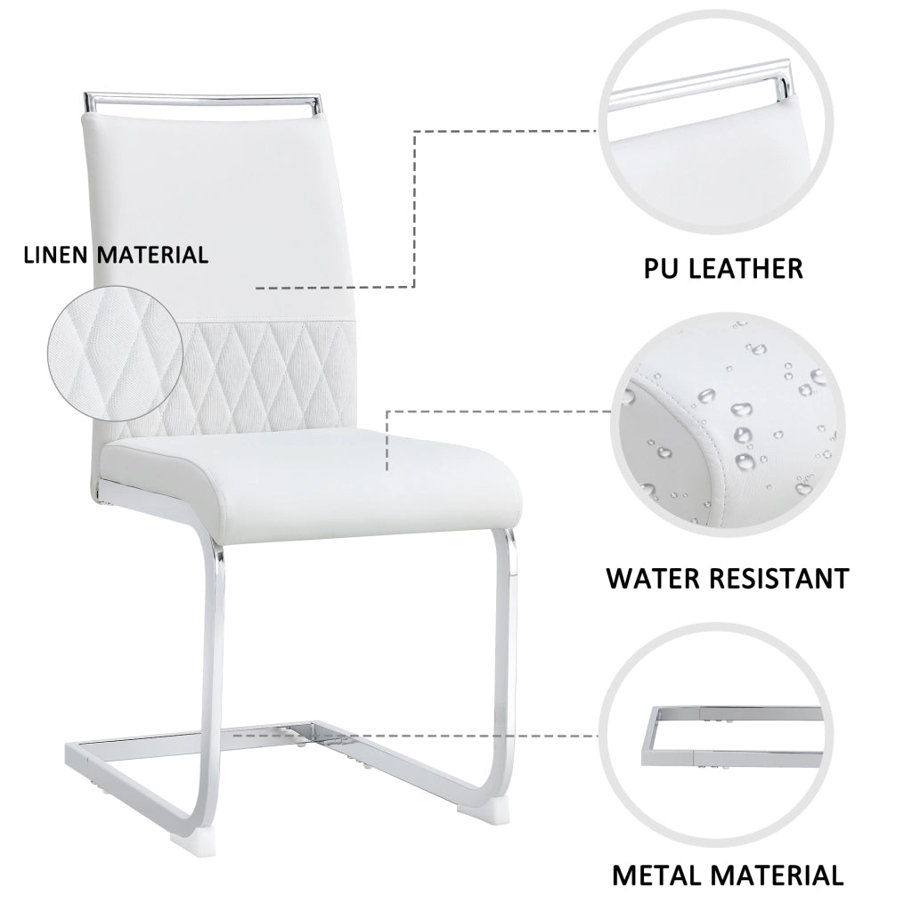 Sedia con schienale alto imbottito design ergonomico con piedini antigraffio metallo bianco 42 × 48 × 95 cm
