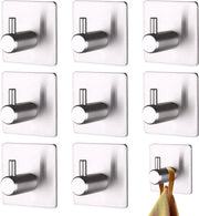 Haken per Parete Autoadesivi in Acciaio Inossidabile Ideali per Bagno, Cucina, Ufficio, WC - Pacco (Argento)