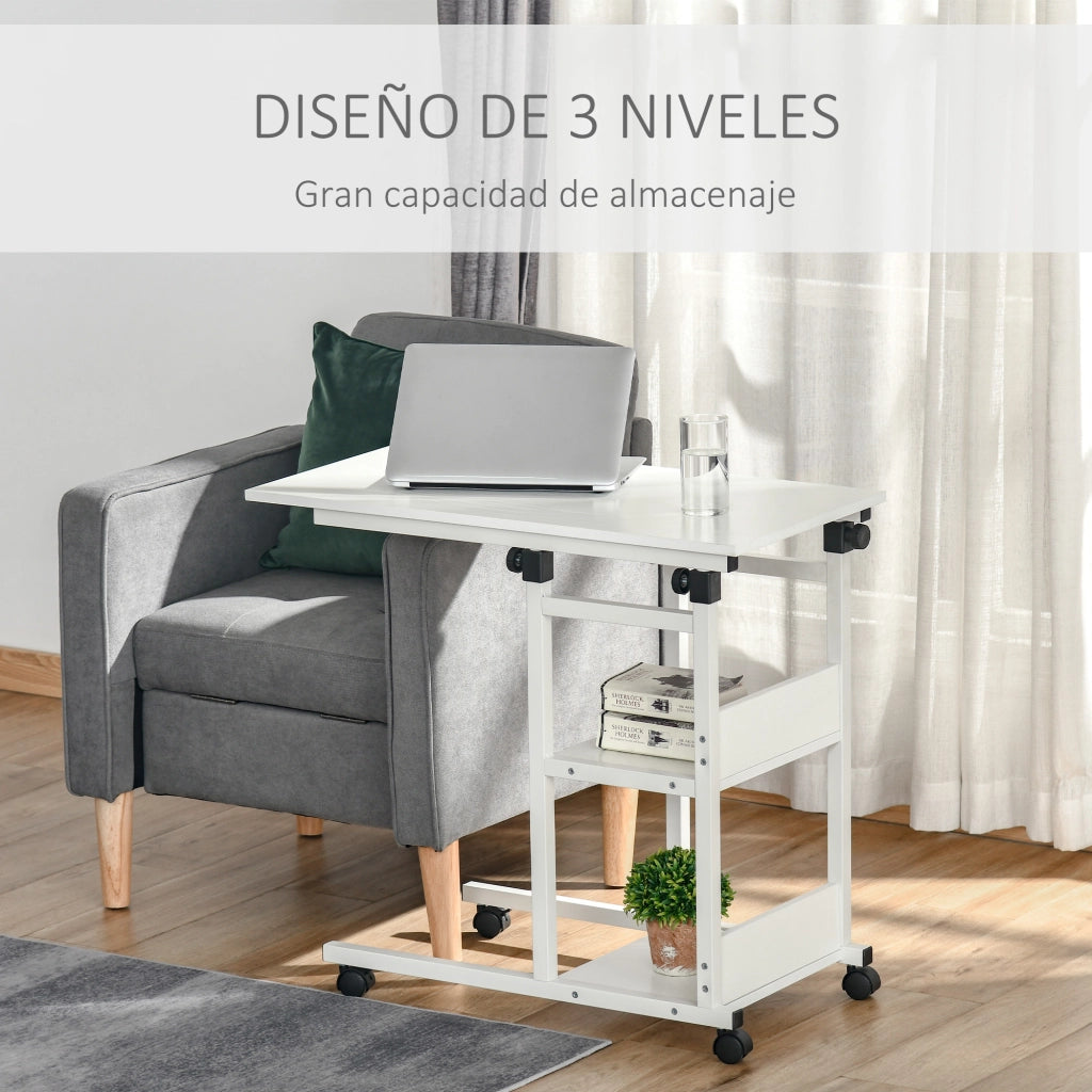 Tavolino da caff¨¨ con ruote ¨C zephmum ¨C bianco 80x40 cm