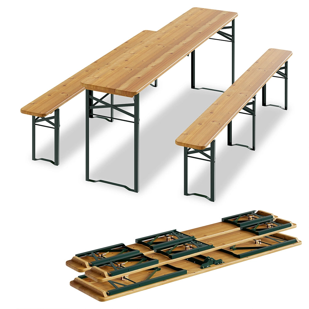Set Birreria con 2 Panche e Tavolo Pieghevole Seduta Ergonomica Lunghezza 220cm