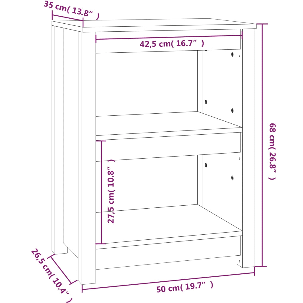 Libreria Nera 50x35x68 cm in Legno Massello di Pino 821703