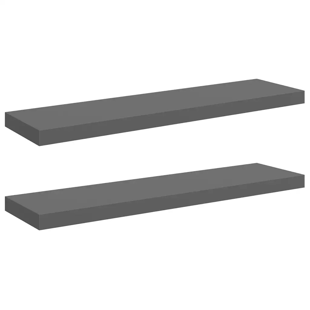 Scaffali a Parete 2 pz Grigio Lucido 90x23,5x3,8 cm in MDF 323797