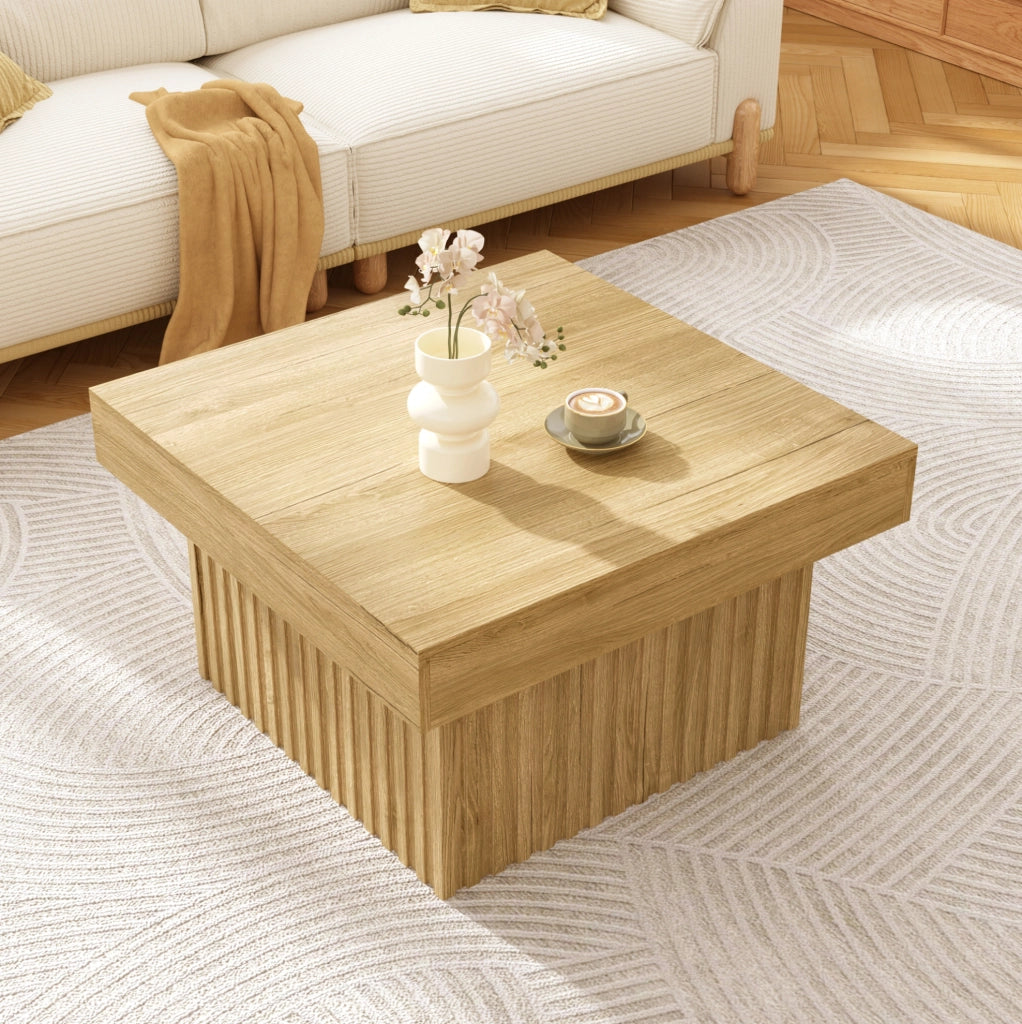 Tavolino da caffè in MDF e truciolare 79x79x46 cm; colore naturale