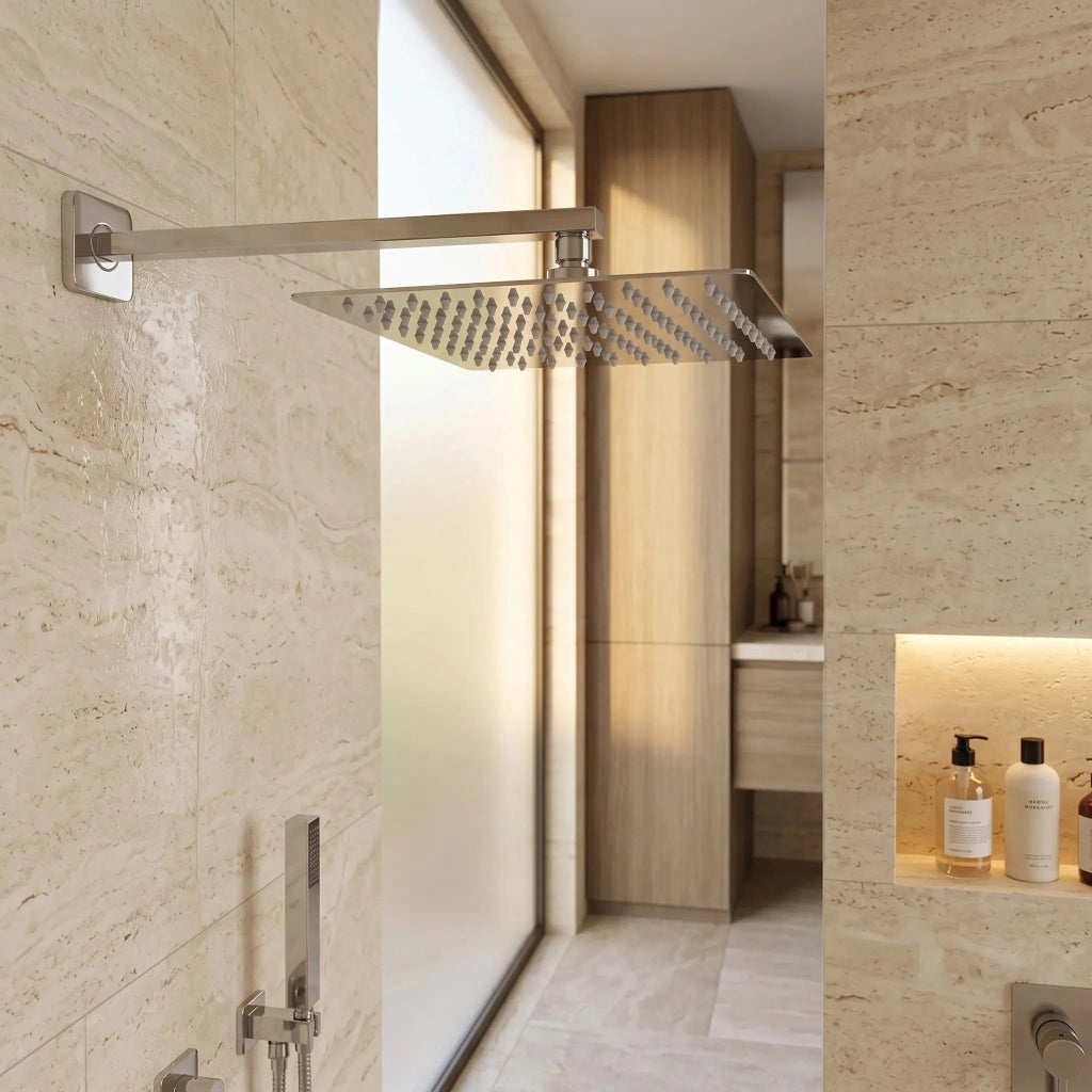 Braccio Doccia Quadrato Rea Js-9022 40cm Chrome