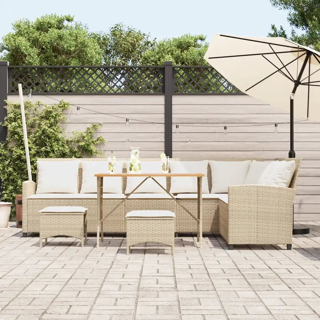 Set Divano da Giardino 4 pz con Cuscini a L Beige in Polyrattan 3365327