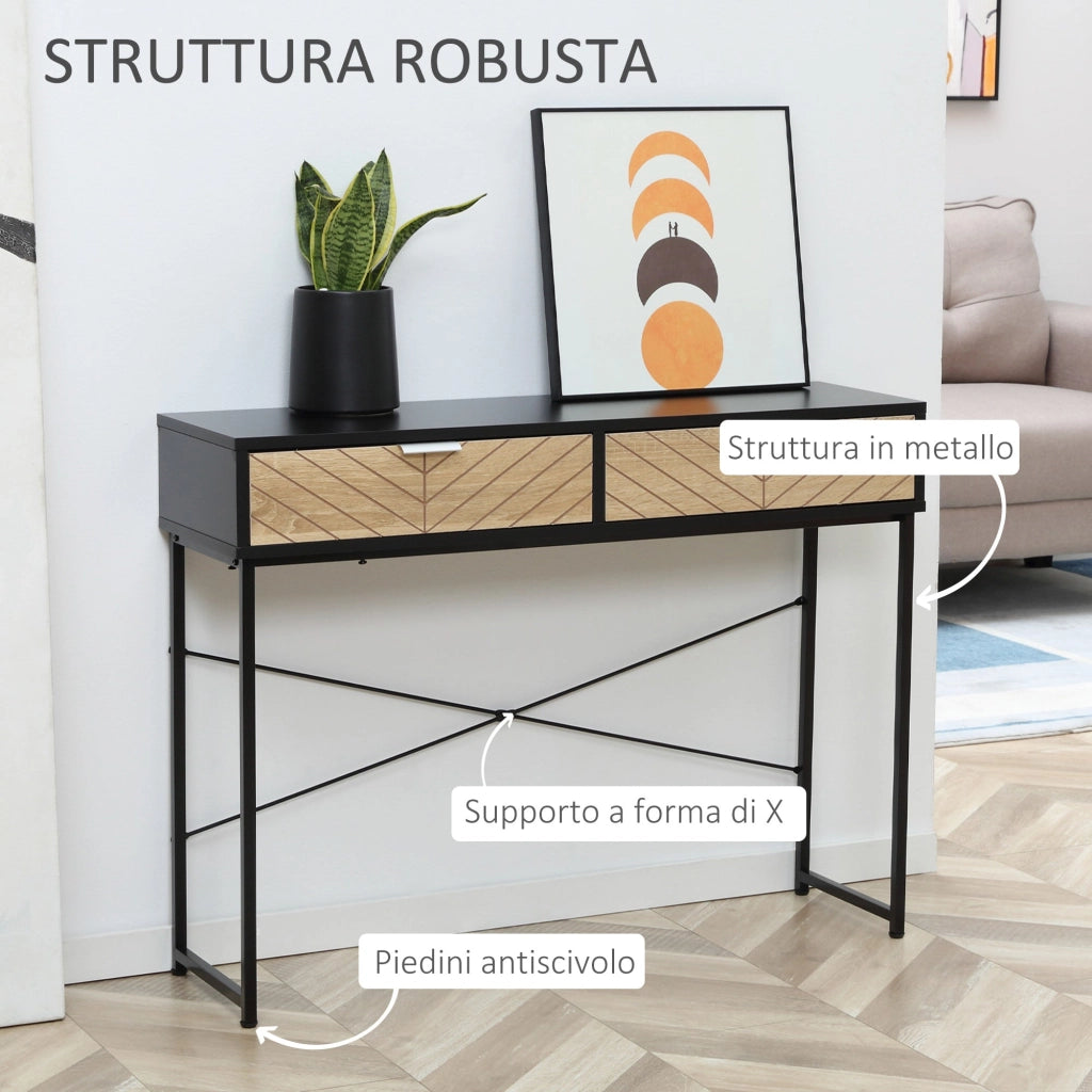 Consolle Fissa 100x30x75 cm in Metallo Nero