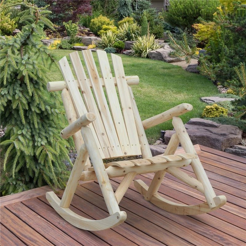 SEDIA A DONDOLO DA GIARDINO STILE ADIRONDACK IN LEGNO 66 X 96 X 98 CM