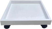 Carrello per piante per interni e esterni - Vassoio per piante con ruote - Base quadrata - Ruote universali - Vasca per piante in ceramica rigida - Carrello per piante mobili (Alb 32cm)