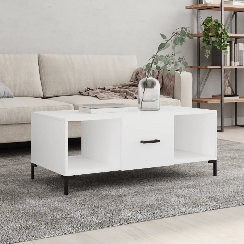 Tavolino da salotto | Tavolino da caff¨¨ | Tavolino da Soggiorno Bianco 102x50x40 cm in Legno Multistrato