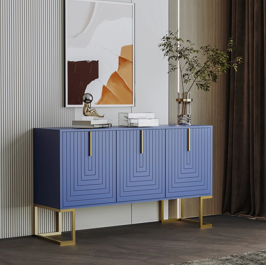 Credenza a 3 ante con ripiani regolabili; MDF blu navy