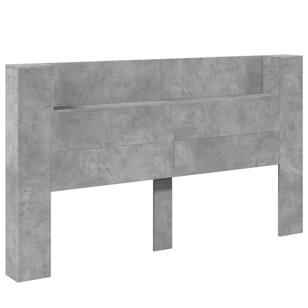 Testiera | Testata con Mobile e LED Calcestruzzo 180 x 16,5 x 103,5 cm