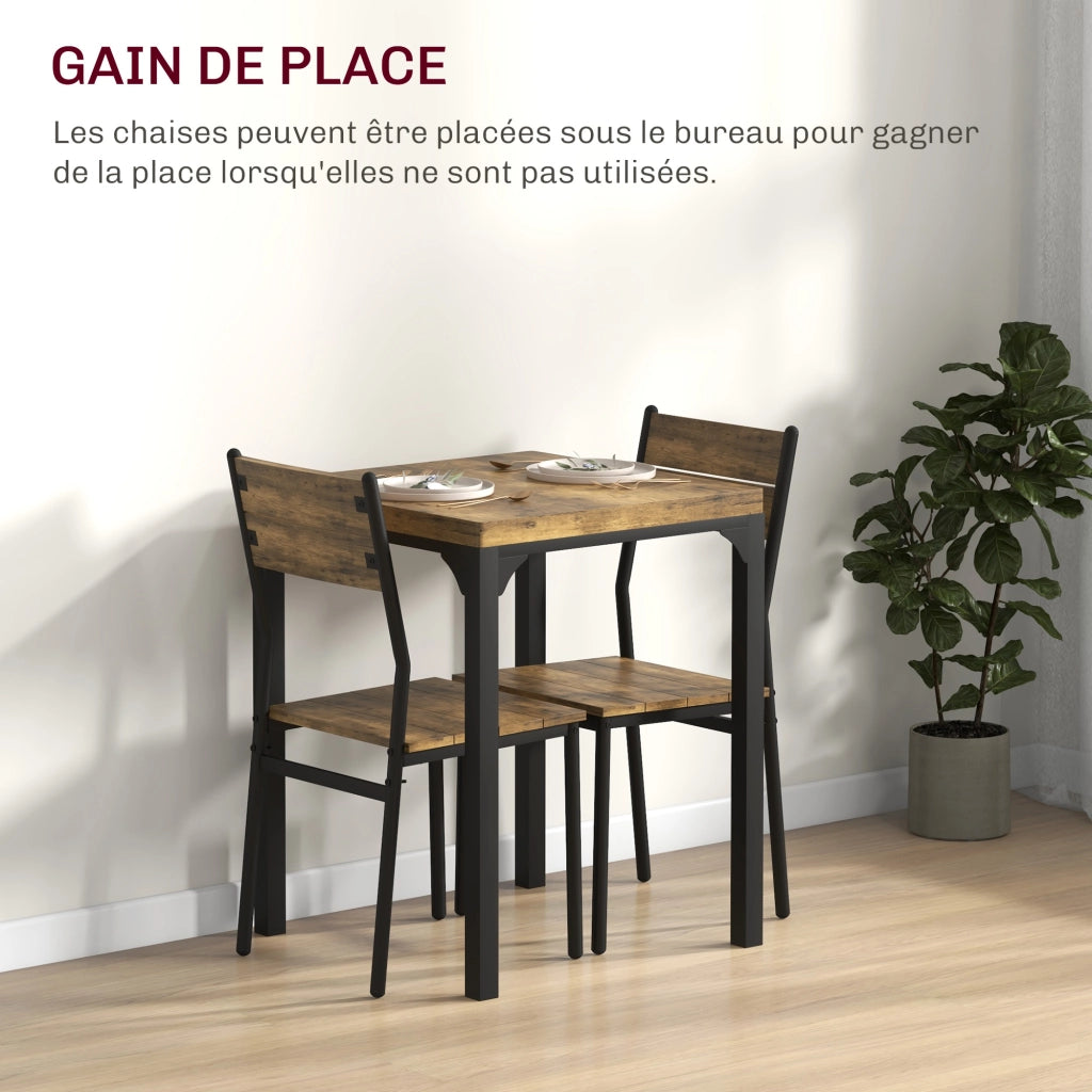 Set tavolo da pranzo con 2 sedie encastrabili ¨C Xylo ¨C legno rustico cucina sala