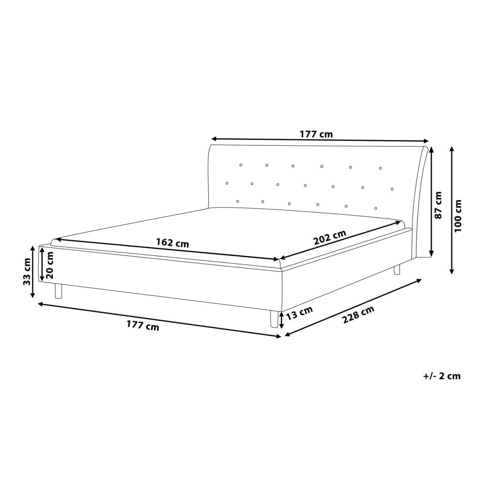 Letto a doghe Tessuto in poliestere grigio Gambe in legno imbottite Testiera capitonné 160 x 200 cm Design moderno