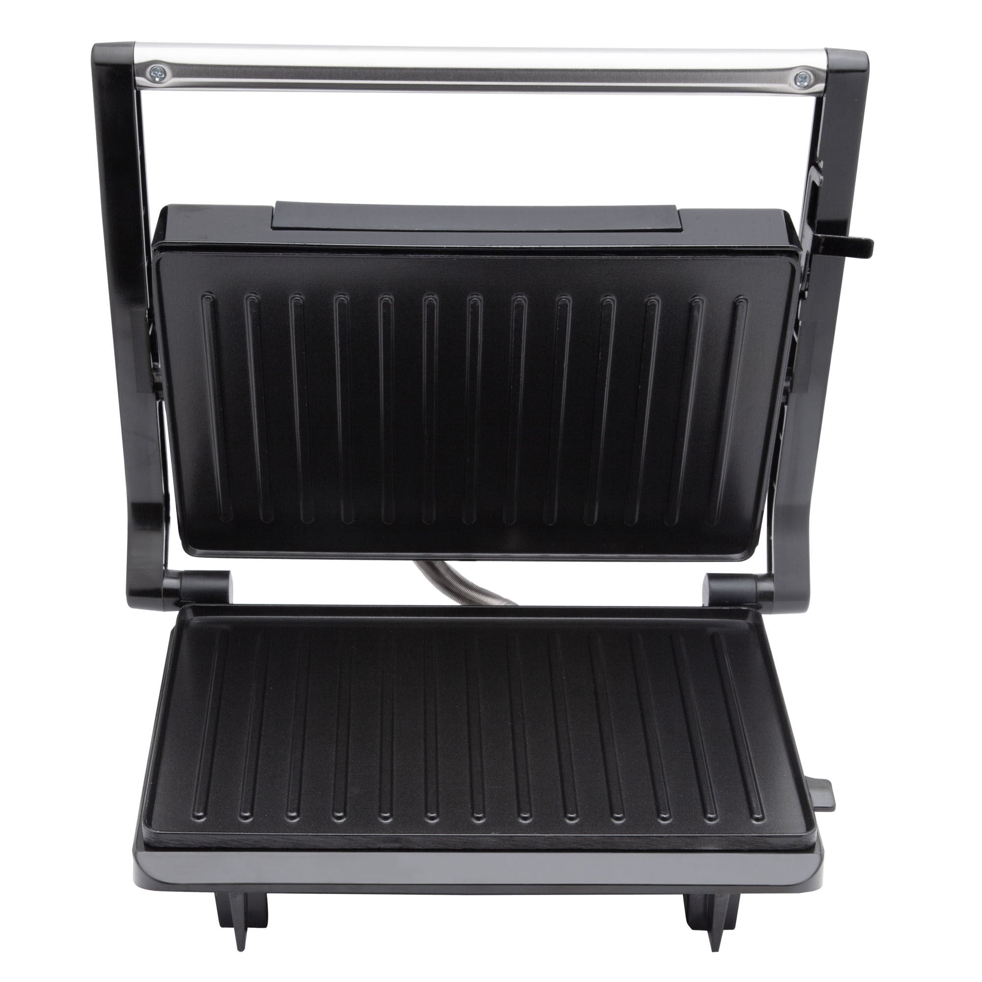 SOGO Grill Panini 2 Fette – 750W – Piastra Antiaderente, Apertura 180°, Manico Cool Touch, Termostato, Facile da Pulire, Cottura Uniforme