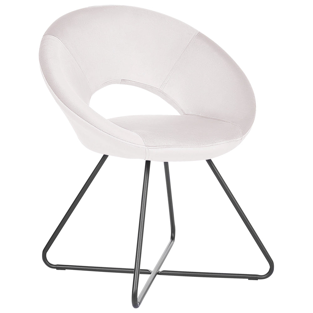 Poltrona imbottita in velluto senza braccioli con base a croce bianco sporco Struttura in acciaio Design retrò