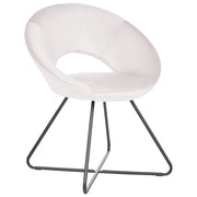 Poltrona imbottita in velluto senza braccioli con base a croce bianco sporco Struttura in acciaio Design retrò