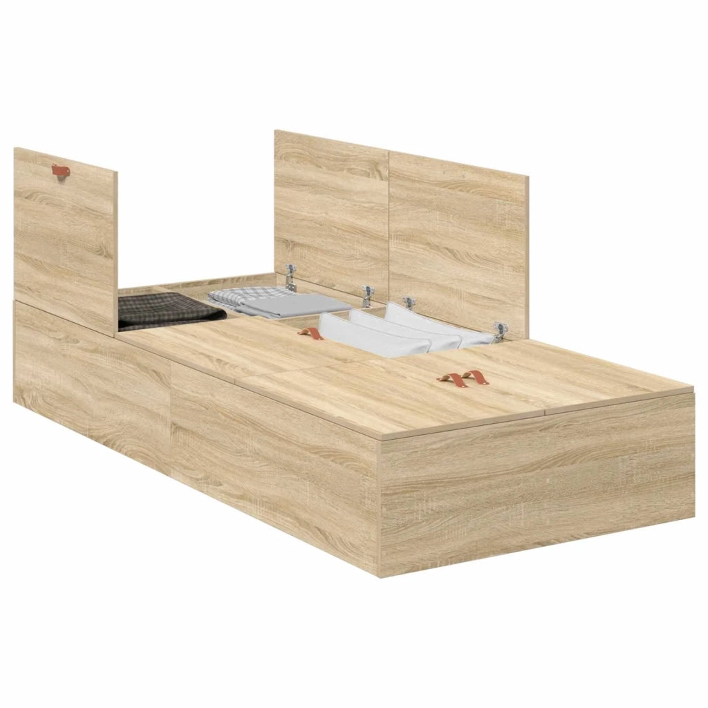 Struttura letto con contenitore Rovere Sonoma 90 x 200 cm 3335343
