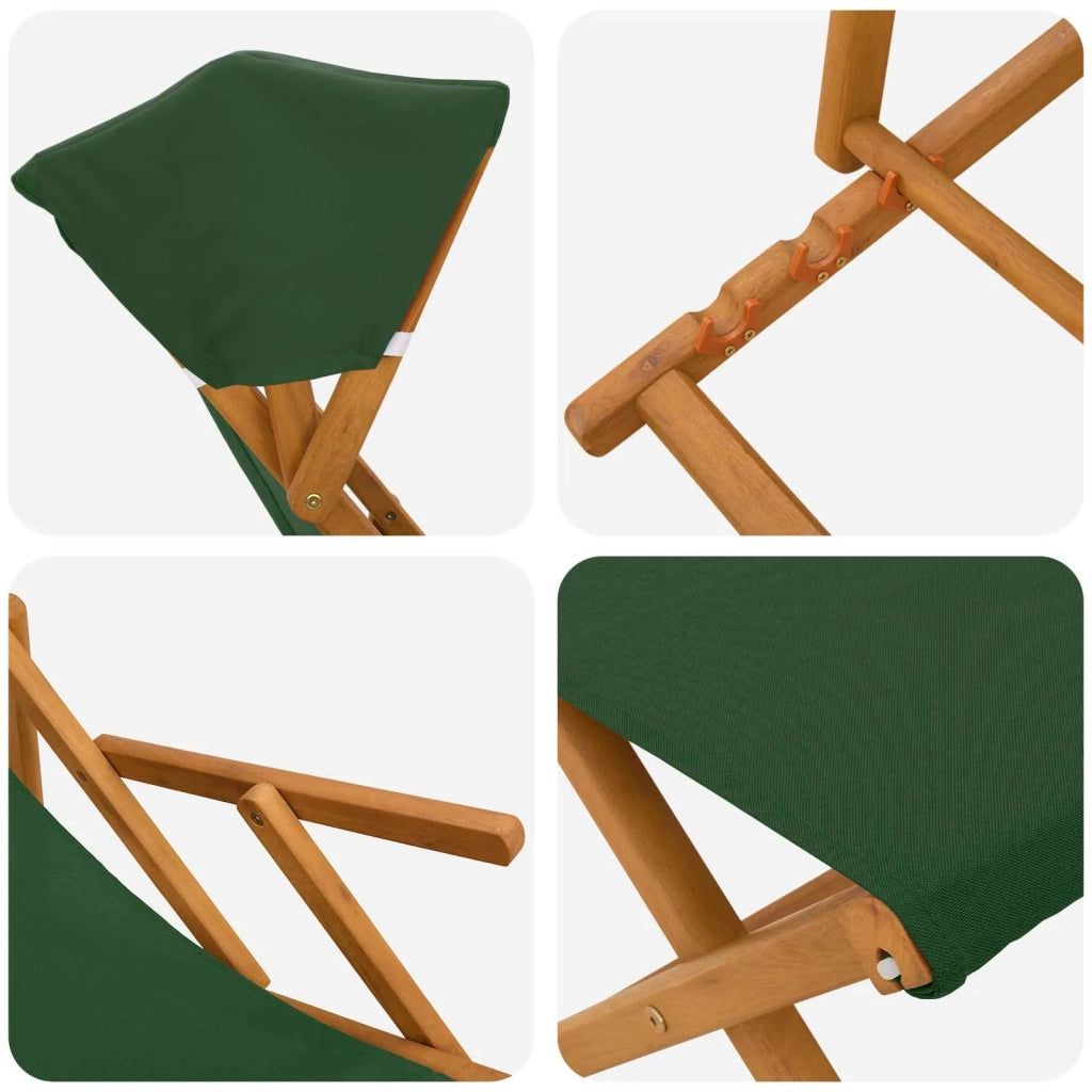 Lettino 4 pcs 3 Posizione Legno di Eucalipto Massello Verde 3407801