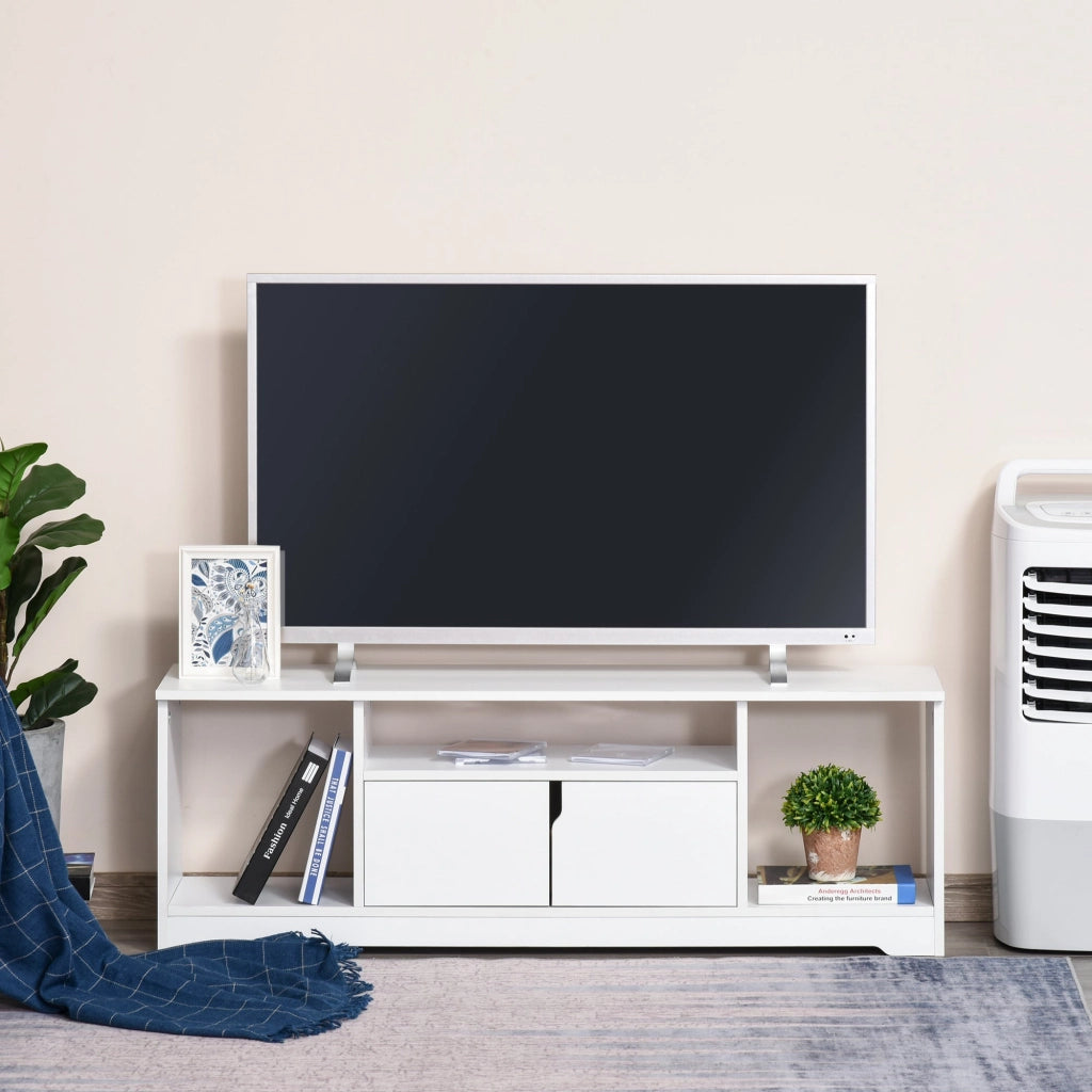 Mobile Porta TV fino a 42" 120x30x41 cm con Armadietto e Ripiani in Legno Bianco