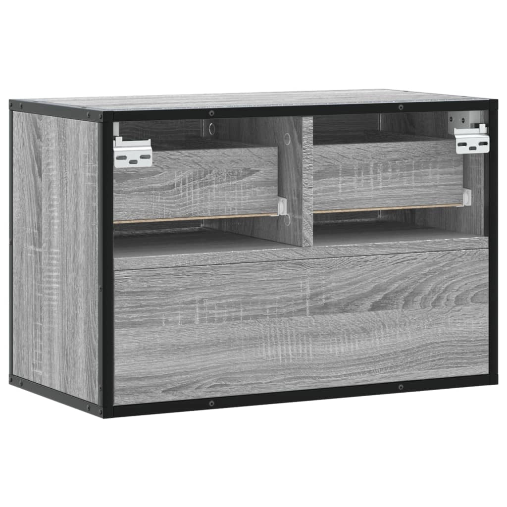 Mobile TV multimediale mensola TV credenza mobile TV sala da pranzo soggiorno camera da letto Sonoma 60 x 31 x 39,5 cm legno ingegnerizzato e metallo grigio 02_0028445