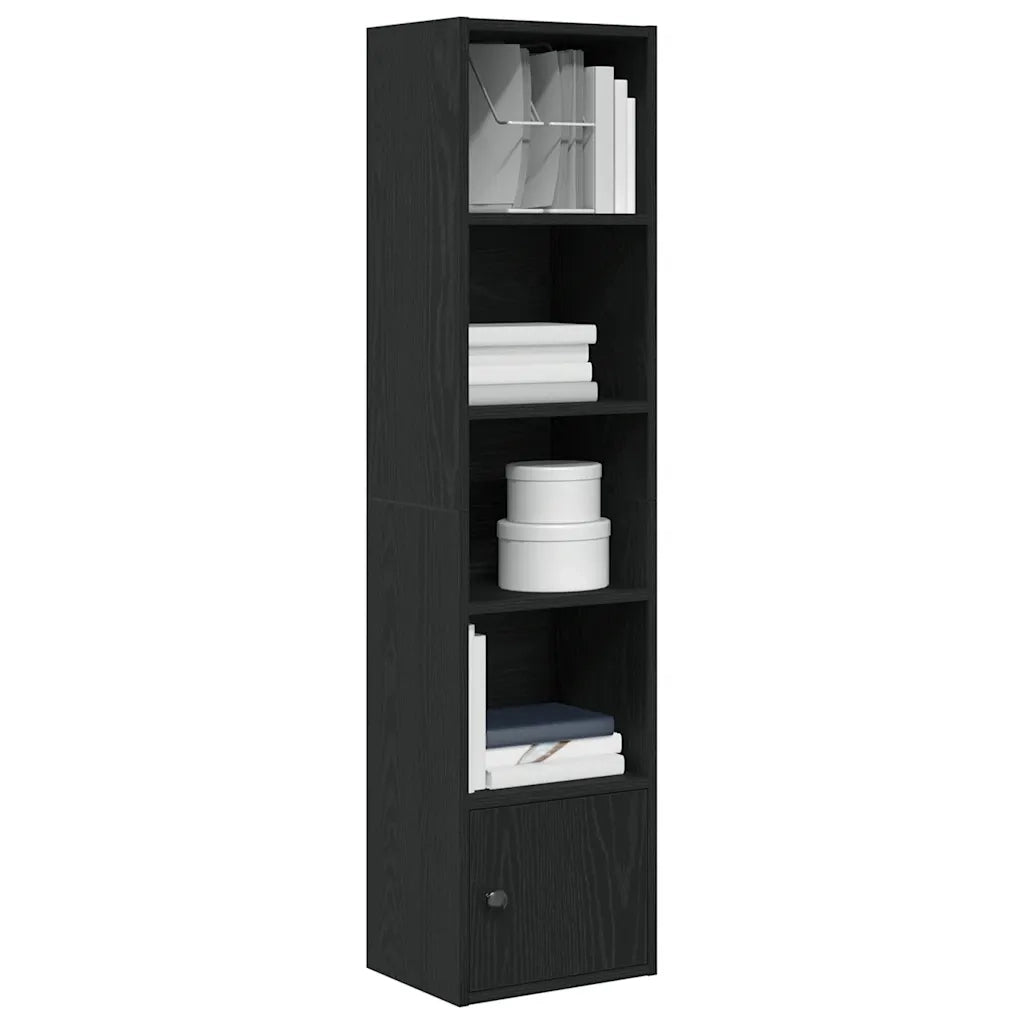 Libreria-Scaffale per Libri-Mobile di Stoccaggio Rovere Nero 31x24x127 cm in Legno Multistrato