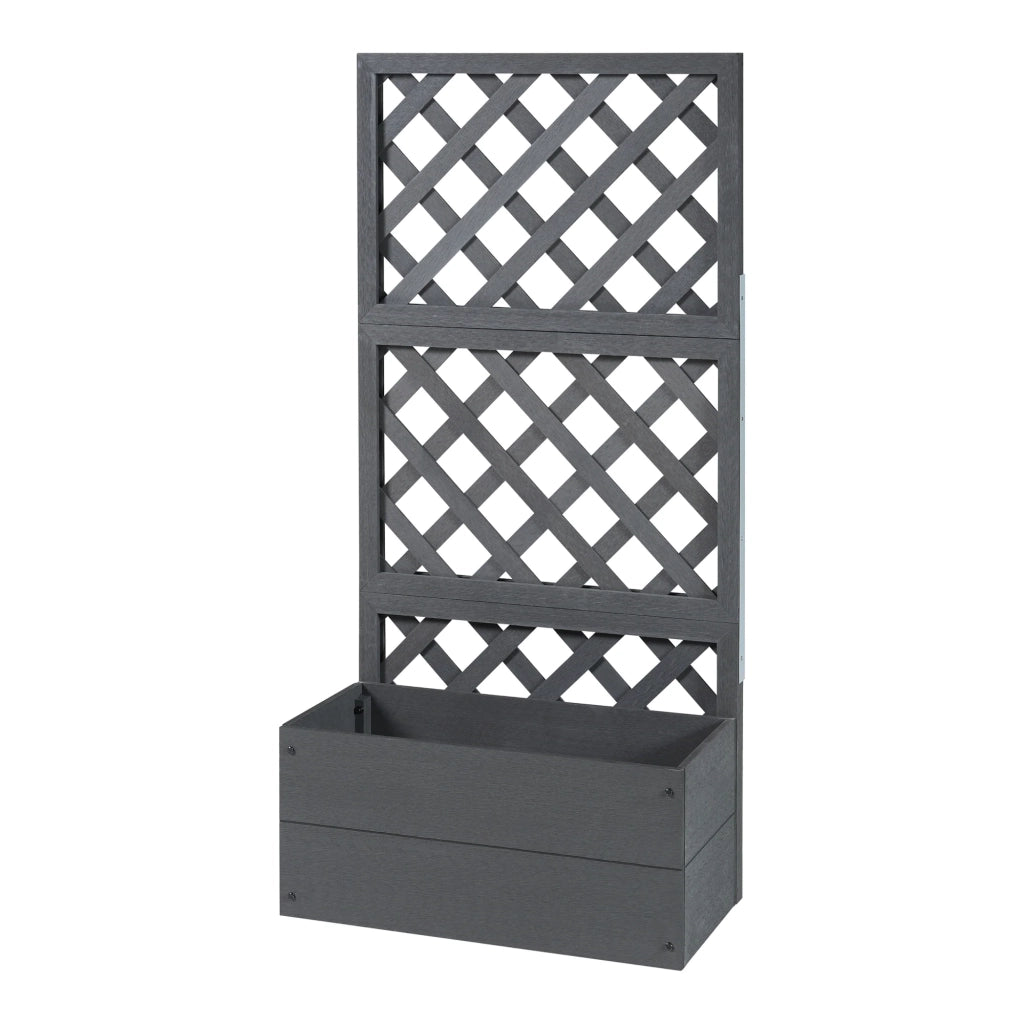 Vaso con traliccio 135 x 65 x 30 cm legno composito grigio 03_0009497