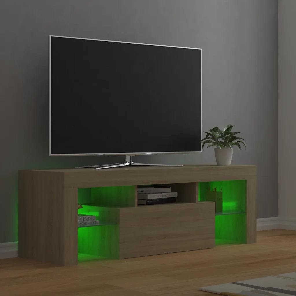 Mobile Porta TV con Luci LED Rovere Sonoma 120x35x40 cm 804349