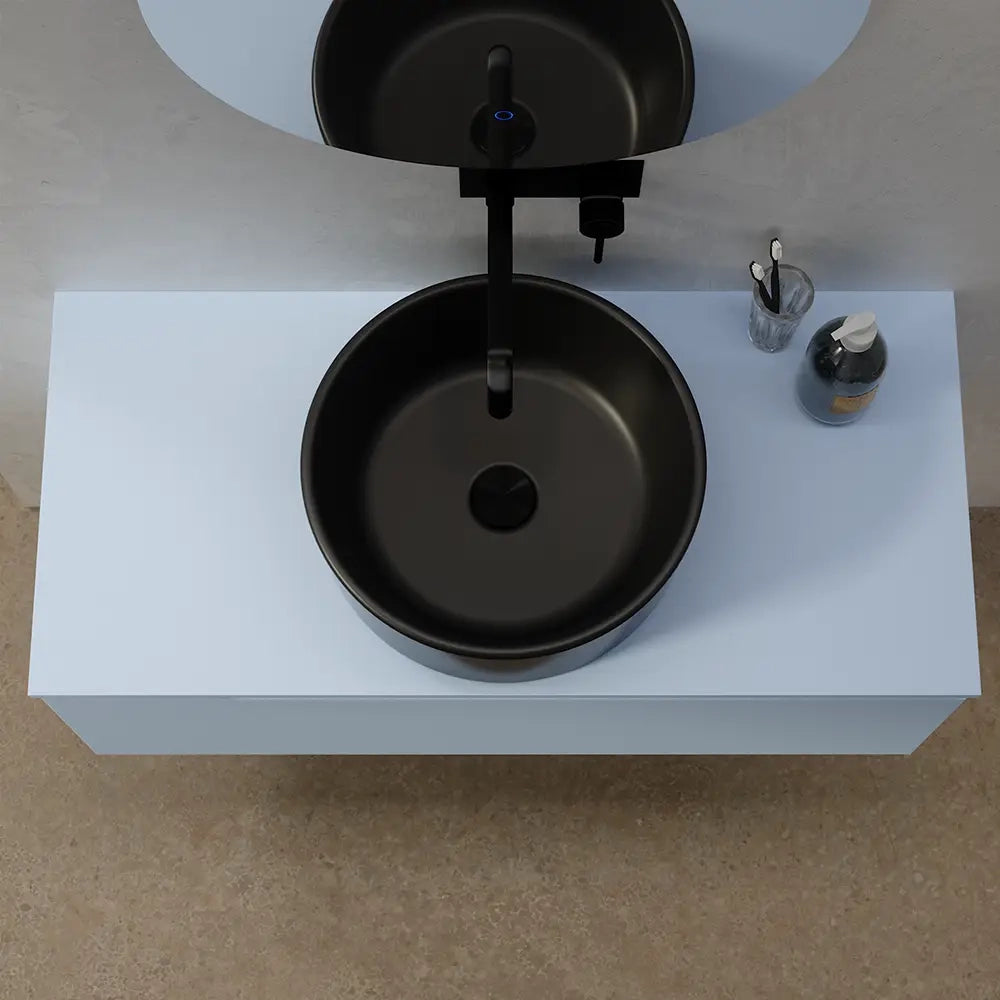 Lavabo da appoggio tondo 41,5x41,5x15,5cm Nero opaco