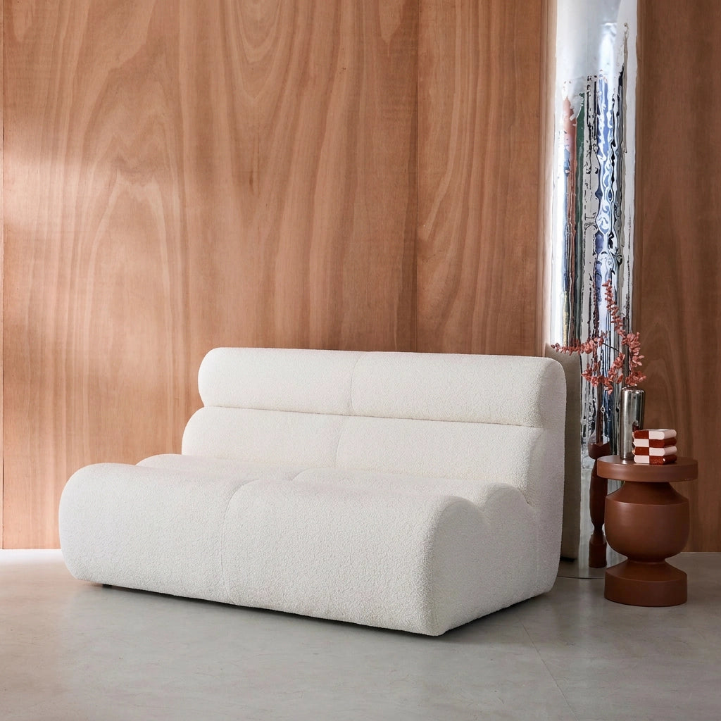 Poltrona bouclé strutturata, 2 posti, bianco