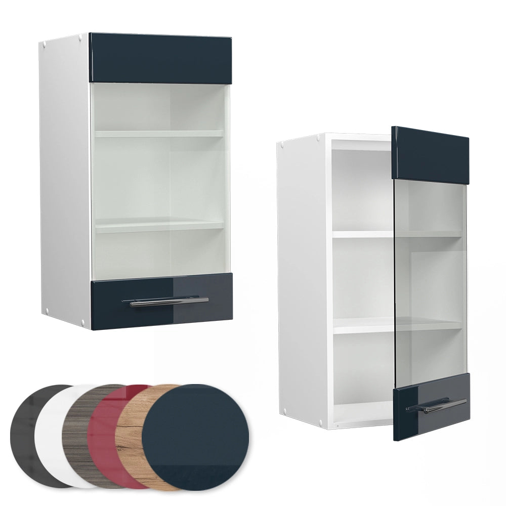 Vicco Mobile da cucina in vetro Blu scuro lucido 40 cm